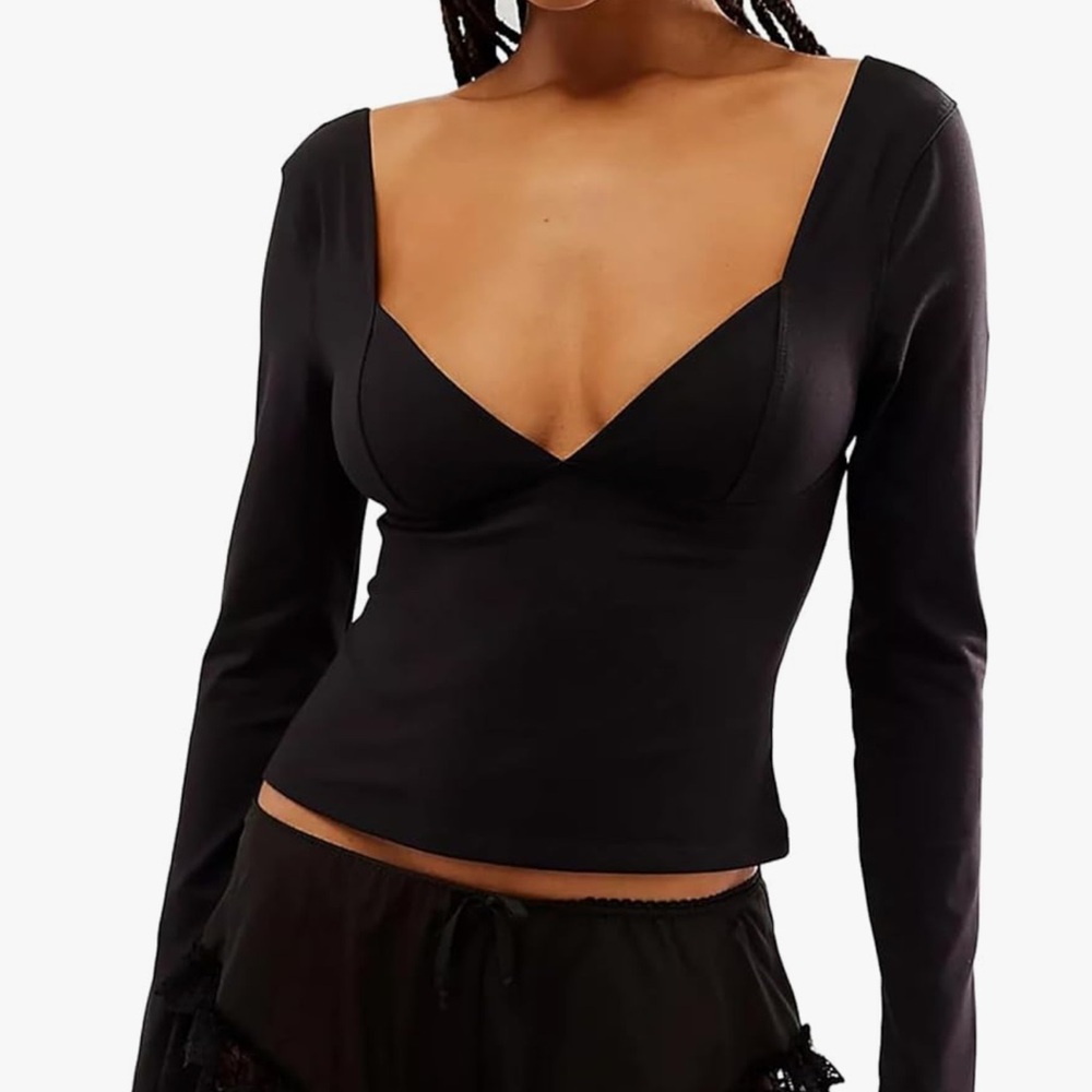 Elegant Black Long Sleeve Women's Top